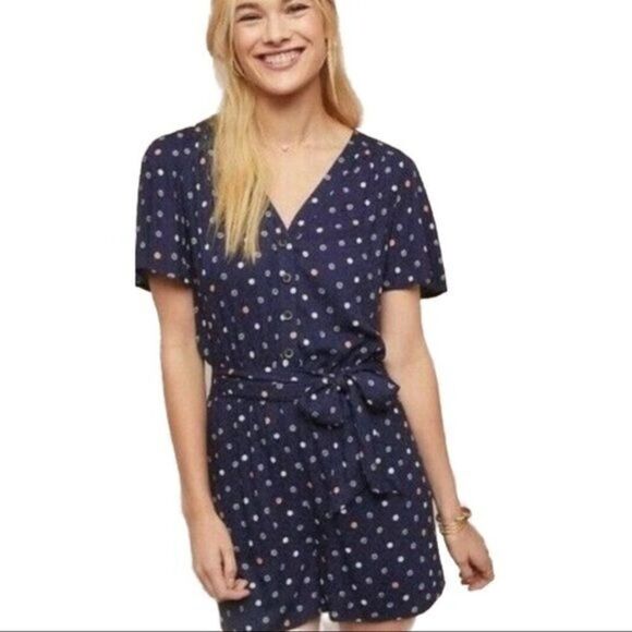 Ett:twa Bartlett Navy Printed Short Romper - Picture 1 of 7